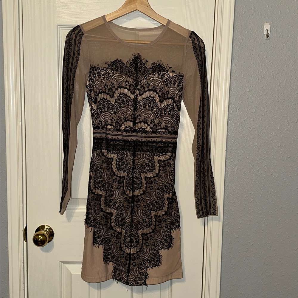 Charlotte Russe Black and Nude Lace Dress